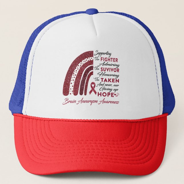 Brain Aneurysm Warrior Supporting Fighter Trucker Hat (Front)