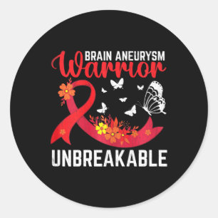 Brain Aneurysm Warrior Unbreakable Surgery Awarene Classic Round Sticker