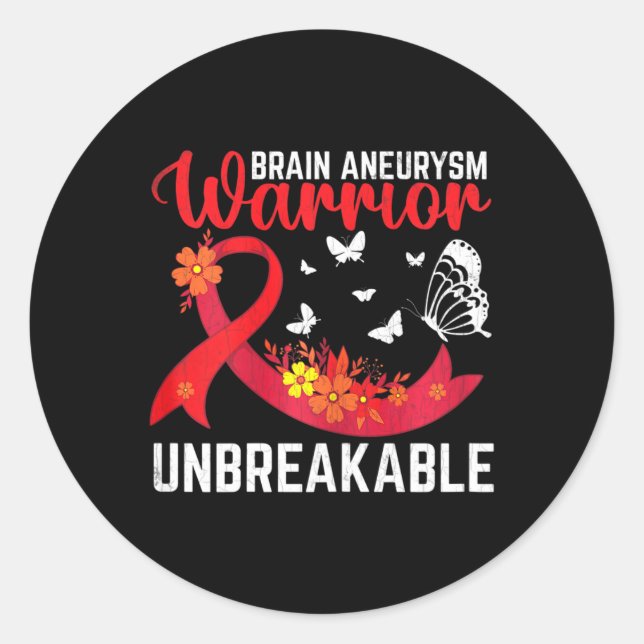Brain Aneurysm Warrior Unbreakable Surgery Awarene Classic Round Sticker (Front)