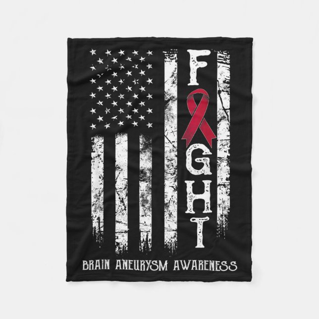 Brain aneurysm warrior us flag Artwork Fleece Blanket (Front)