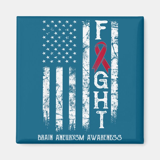 Brain aneurysm warrior us flag Artwork Magnet (Front)