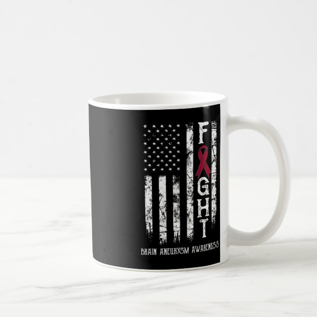 Brain Aneurysm Warrior US Flag  Coffee Mug (Right)