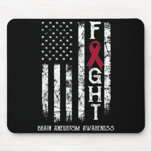Brain aneurysm warrior us flag Graphic Art Mouse Pad