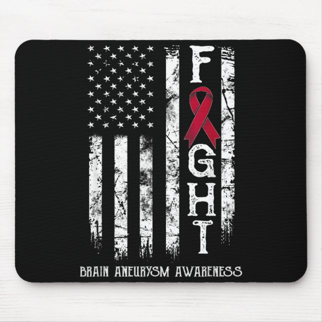 Brain aneurysm warrior us flag Graphic Art Mouse Pad (Front)