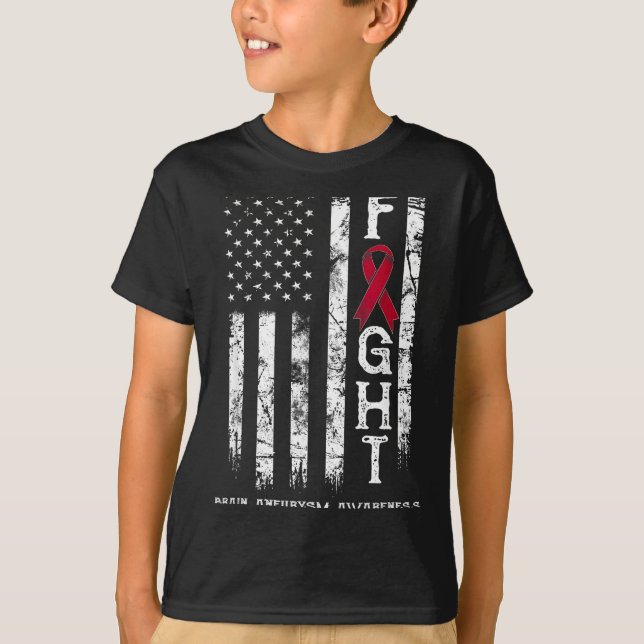 Brain aneurysm warrior us flag Graphic Art T-Shirt (Front)