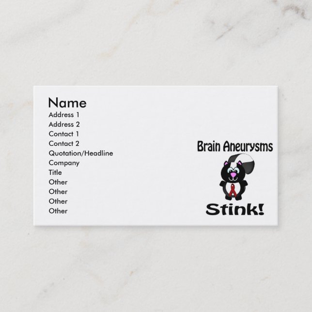 Brain Aneurysms Stink Skunk Awareness Design Business Card (Front)