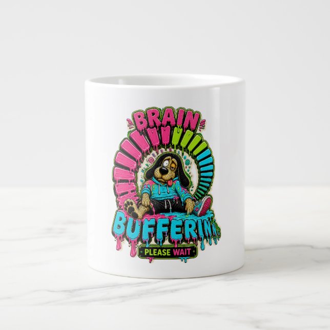Brain Buffering Funny T-Shirt Large Coffee Mug (Front)