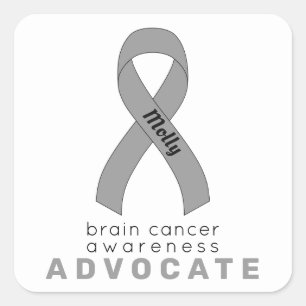 Brain Cancer Advocate White Square Sticker