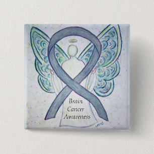Brain Cancer Angel Awareness Ribbon Pins