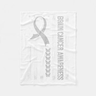 Brain cancer Awareness American Flag Fleece Blanket