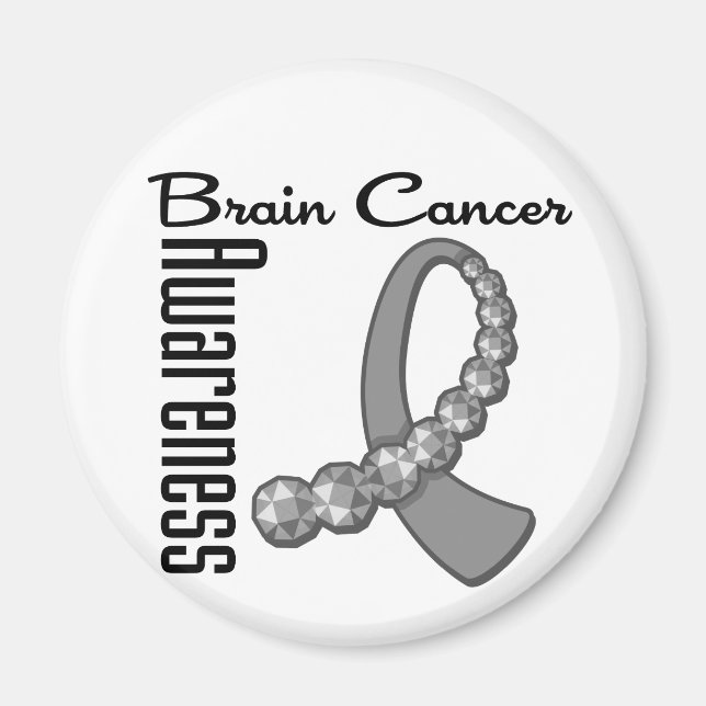 Brain Cancer Awareness Gemstone Ribbon Magnet (Front)