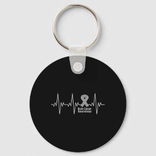 Brain Cancer Awareness Heartbeat World Brain Tumor Key Ring