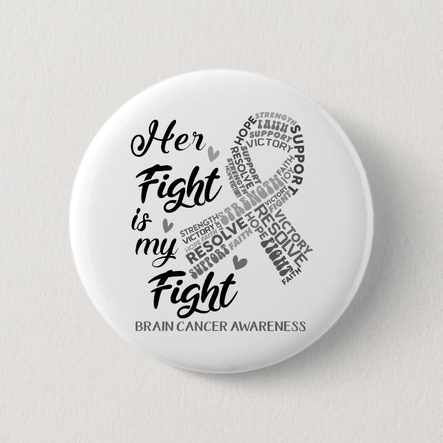 Brain Cancer Awareness Her Fight is my Fight 6 Cm Round Badge (Front)