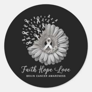 Brain Cancer Awareness Month Faith Hope Love Classic Round Sticker