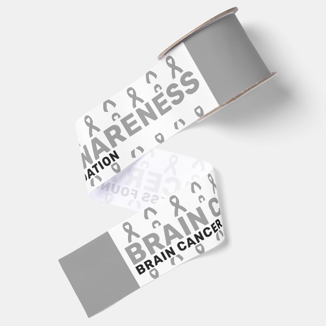 Brain Cancer Awareness Pattern Ribbon Grosgrain Ribbon (Front+Back)