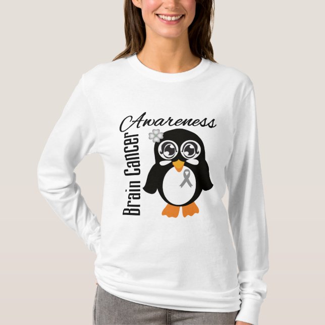 Brain Cancer Awareness Penguin T-Shirt (Front)