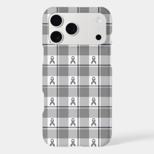 Brain Cancer Awareness Plaid Gray Ribbon