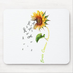 Brain Cancer Awareness Sunflower Survivor Design Mouse Pad