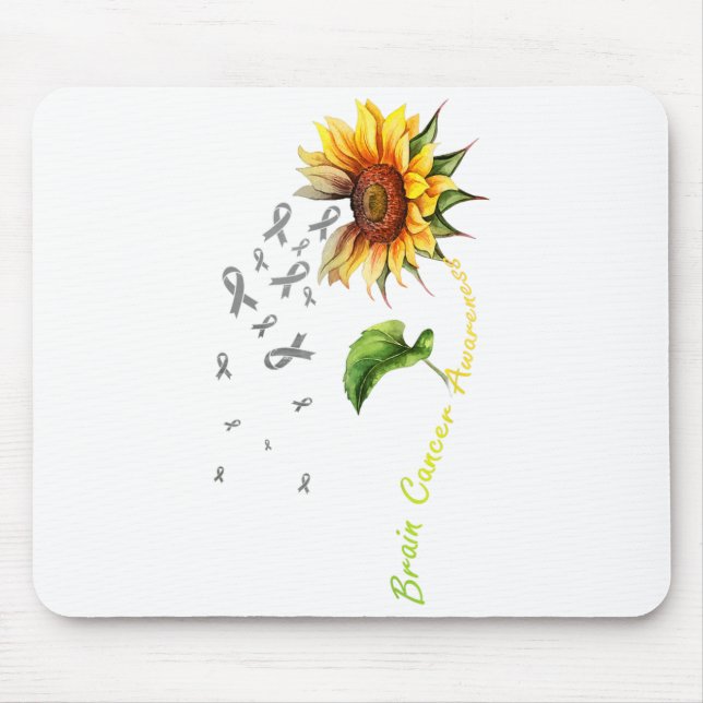 Brain Cancer Awareness Sunflower Survivor Design Mouse Pad (Front)