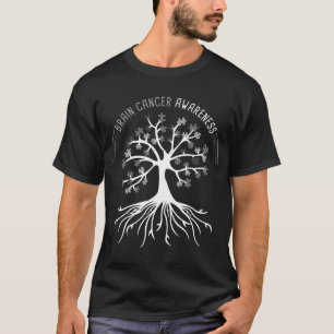 Brain Cancer Awareness Tree Brain Tumour Grey T-Shirt
