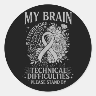 Brain Cancer Awareness Warrior Grey Strong Warrior Classic Round Sticker