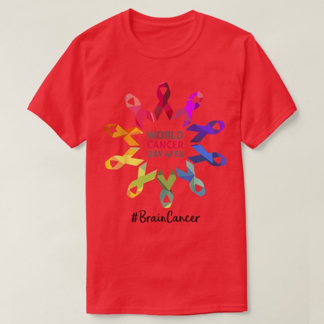 Brain Cancer Awareness World Cancer Day Brain Canc T-Shirt (Design Front)
