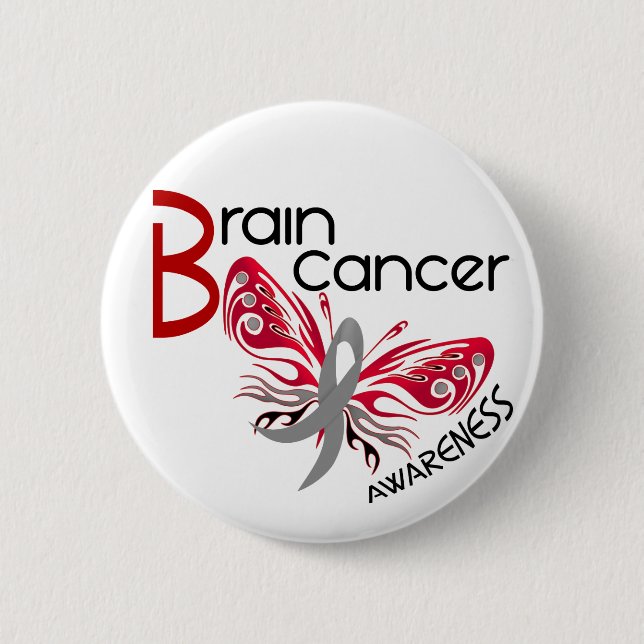Brain Cancer BUTTERFLY 3 6 Cm Round Badge (Front)