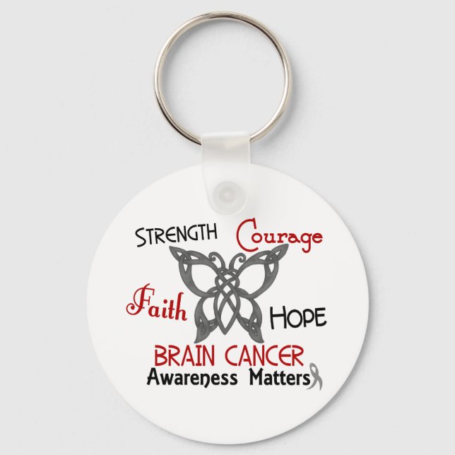 Brain Cancer Celtic Butterfly 3 Key Ring (Front)