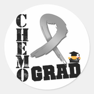 Brain Cancer Chemo Grad Classic Round Sticker