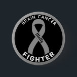 Brain Cancer Fighter Ribbon Black Button<br><div class="desc">Brain Cancer Fighter Ribbon Black Button for awareness and support for people fighting brain cancer.</div>