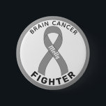 Brain Cancer Fighter Ribbon White Button<br><div class="desc">Brain Cancer Fighter Ribbon White Button for awareness and support for people fighting brain cancer.</div>