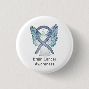 Brain Cancer Gray Awareness Ribbon Angel Pin