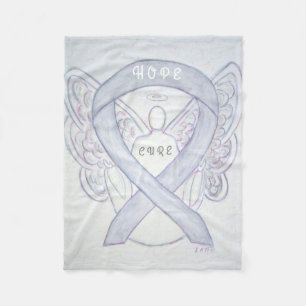 Brain Cancer Grey Awareness Ribbon Angel Blankets