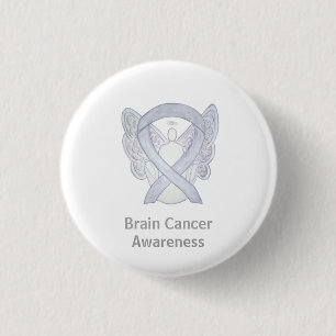 Brain Cancer Grey Awareness Ribbon Custom Pins