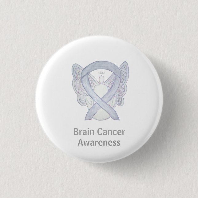 Brain Cancer Grey Awareness Ribbon Custom Pins (Front)