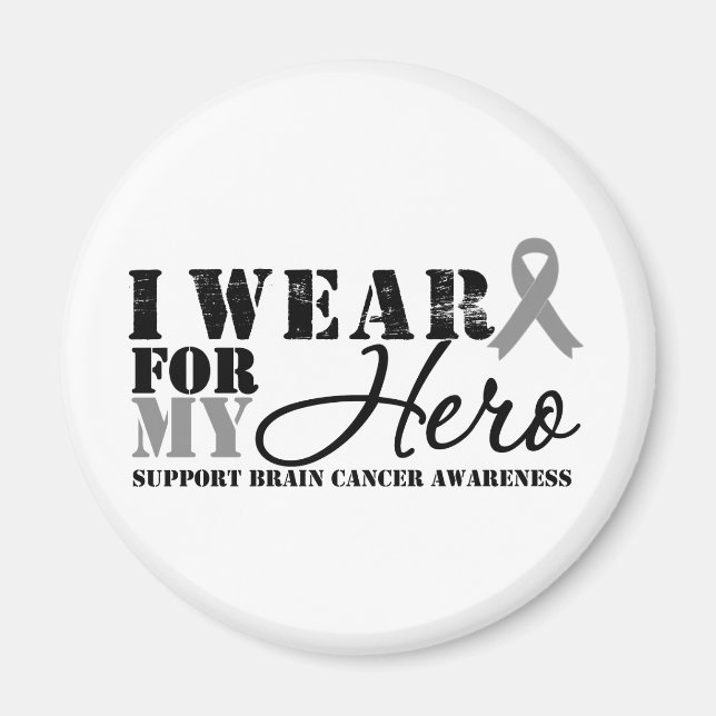 Brain Cancer Hero Grey Ribbon Magnet (Front)