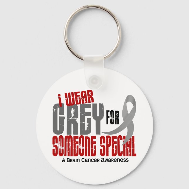 Brain Cancer I Wear Grey For Someone Special 6.2 Key Ring (Front)