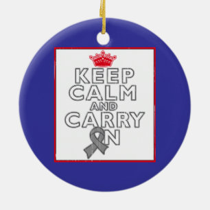 Brain Cancer Keep Calm and Carry ON Ceramic Tree Decoration