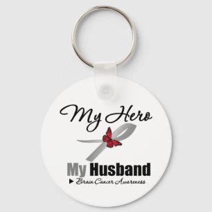 Brain Cancer My Hero My Husband Key Ring