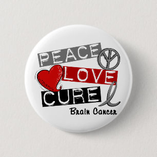 Brain Cancer PEACE LOVE CURE 1 6 Cm Round Badge