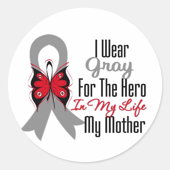 Brain Cancer Ribbon Hero My Mother Classic Round Sticker (Front)
