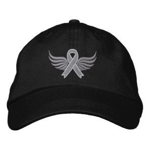 Brain Cancer Ribbon Wings Embroidered Hat