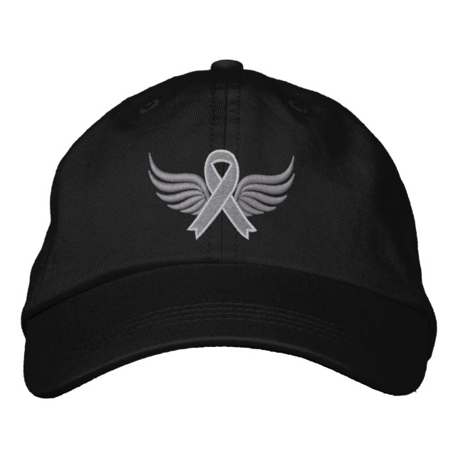 Brain Cancer Ribbon Wings Embroidered Hat (Front)