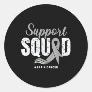 Brain Cancer Support Squad Grey Ribbon Brain Tumou Classic Round Sticker