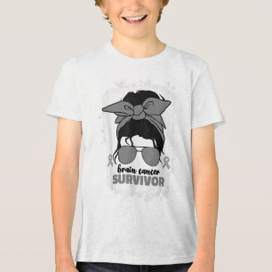 Brain Cancer Survivor For Women Grey Brain Cancer Tri-Blend Shirt