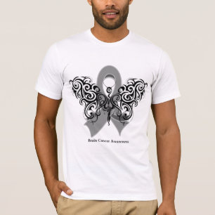 Brain Cancer Tribal Butterfly Ribbon T-Shirt