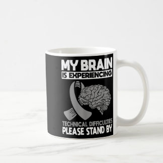Brain Cancer Warrior Chemo Grey Awareness Ribbon Coffee Mug