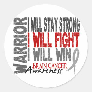 Brain Cancer Warrior Classic Round Sticker