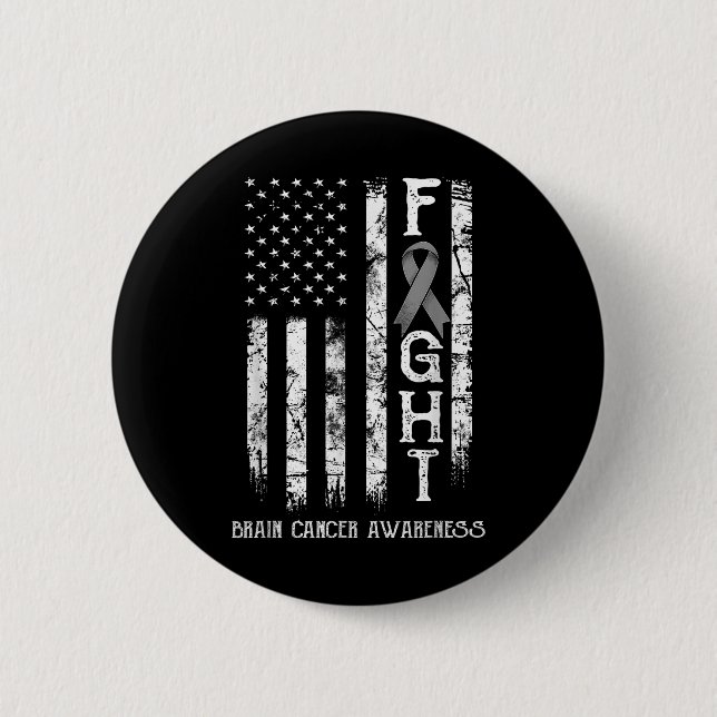 Brain Cancer Warrior Us Flag  6 Cm Round Badge (Front)