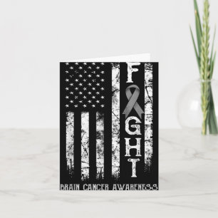 Brain Cancer Warrior Us Flag Card